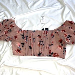 WINDSOR blush floral corset style cropped top